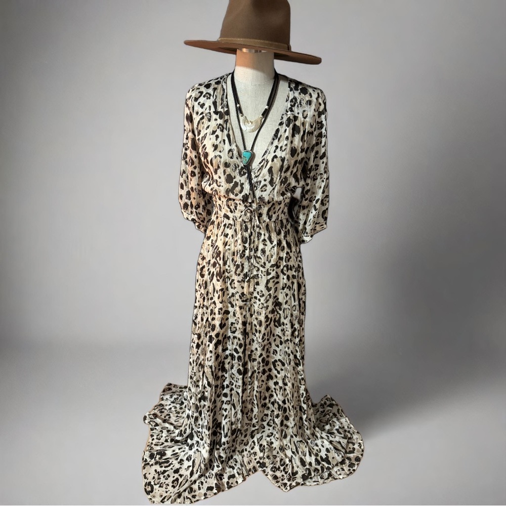 Spell Wild Ones Cream and Black Leopard Maxi Dress - Picture 2 of 11
